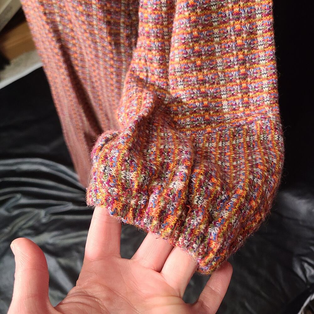 Vintage 70s handmade rainbow Knit A Line Dress size large - Picture 4 of 7